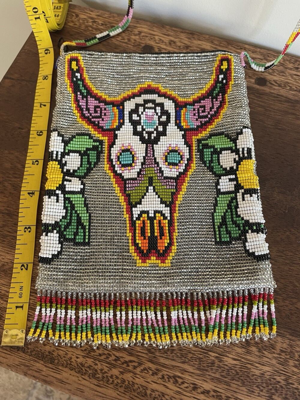 Jesse Western Ornate Bullhead Hand Sewn Native American Beaded Purse.